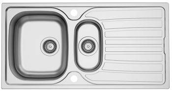 Clearwater Verdi Stainless Steel 1.5 Bowls & Reversible drainer Inset Kitchen Sink - Stainless Steel - Reversible drainer