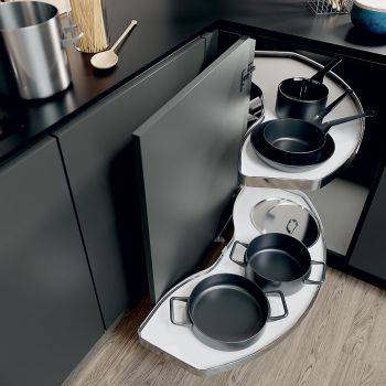 Pull Out Shelving Unit, White Base with Chrome Rail Shelves, Vauth-Sagel Cornerstone® Swing