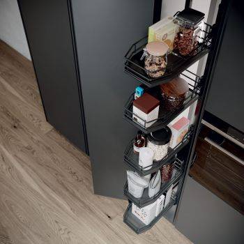 Swing Out Larder Unit, Premea Lava Grey Solid Base and Wire Baskets, VS TAL GATE N