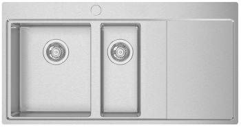 Clearwater Xeron Brushed Stainless steel 1.5 bowl Inset Kitchen Sink with drainer