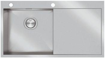 Clearwater Zenith Brushed Stainless steel 440 mm Single bowl Inset Kitchen Sink with drainer
