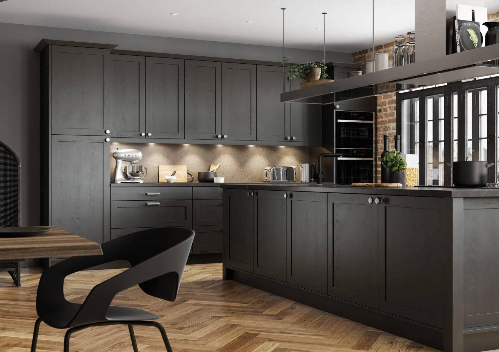 A designed graphite kitchen