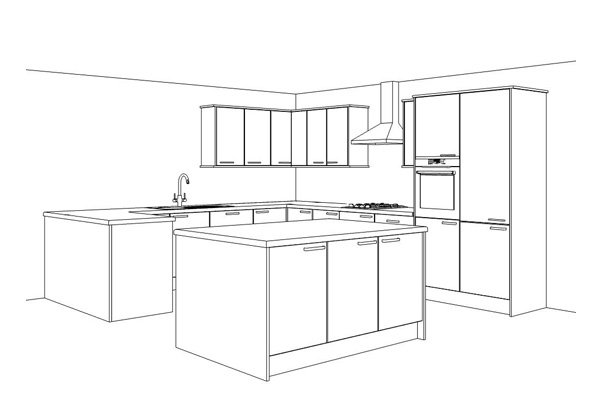 5 Piece, V-Groove, Medium Frame, Wood Grain Effect Shaker Kitchen small sample kitchen