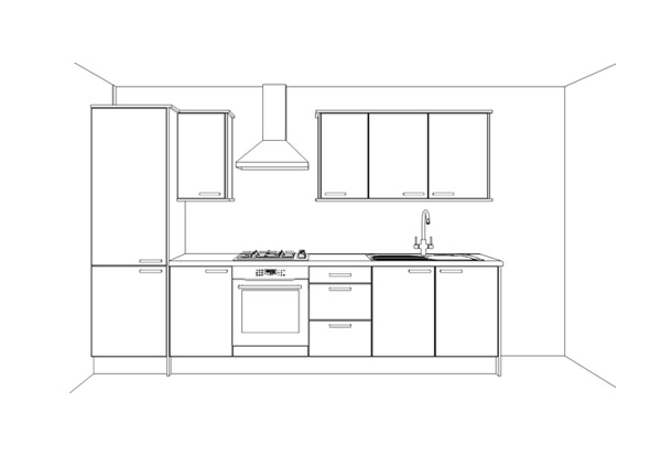 5 Piece, V-Groove, Medium Frame, Wood Grain Effect Shaker Kitchen small sample kitchen
